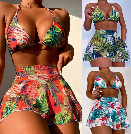 Bikini 3 pièces, imprimé tropical